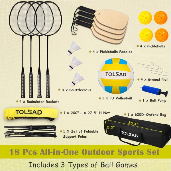 Badminton Set TOLEAD Steel Frame Outdoor-1