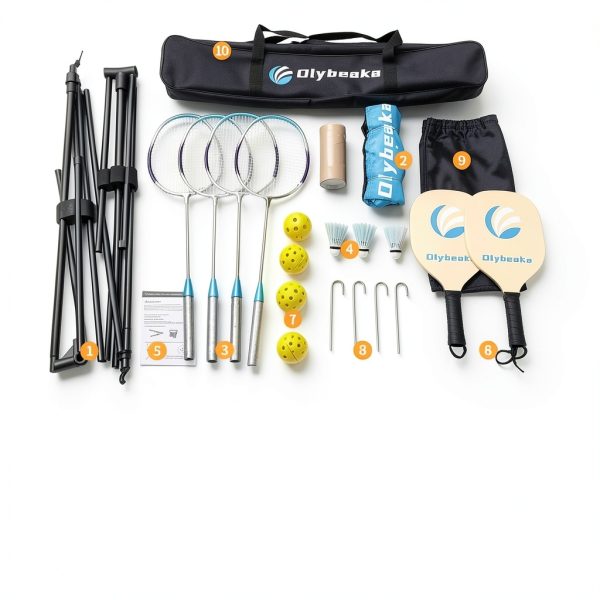 Olybeaka Badminton Pickleball Set Steel Poles-7